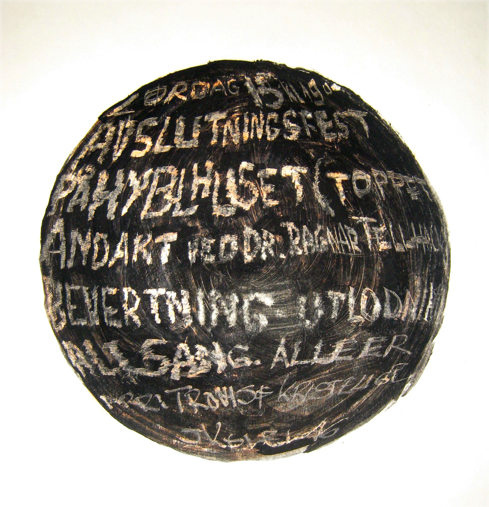 On purpose I made it difficult to read, as to make it a hidden, secret message people woud be curious to desipher. Luckily I have maintianbed my creative fantasy up to this day, so be aware of future surprises! 